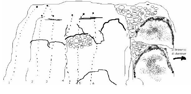 Sasso delle Grotte mappa vie - Erika