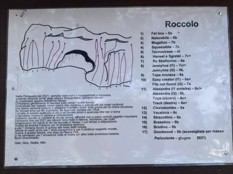 Foto delle vie - Bacheca della falesia